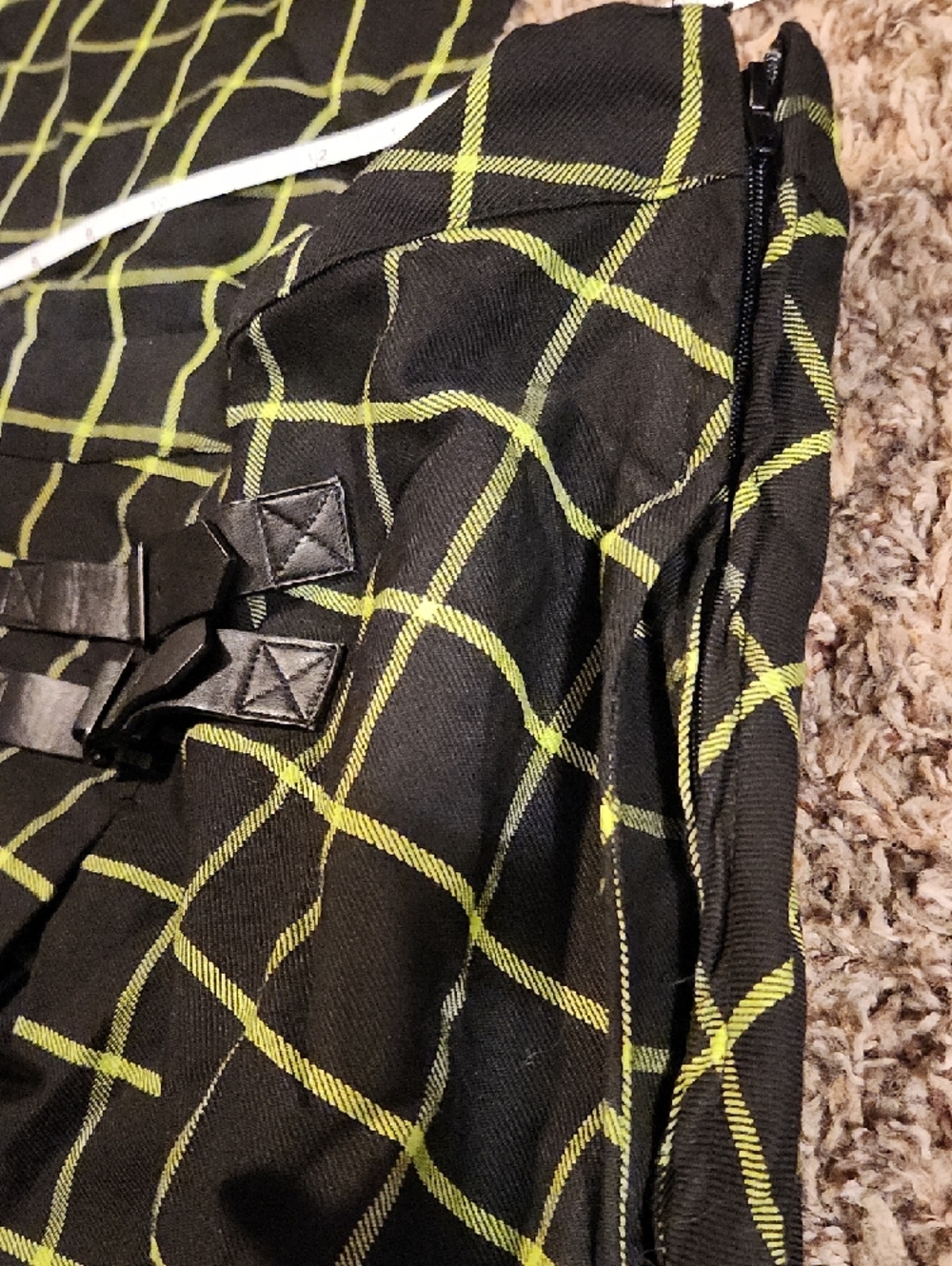 Hot Topic Black Dress with Neon Lime Grid - Picture 6 of 7